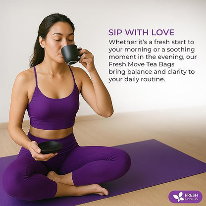 FreshDrinkUS, Fresh Move Tea – 75 Tea Bags - Herbal Tea Blend with Senna Leaves, Cinnamon, Orange Peel, Ginger & More – Caffeine-Free, Natural Ingredients – Smooth Flavor for Everyday Enjoyment