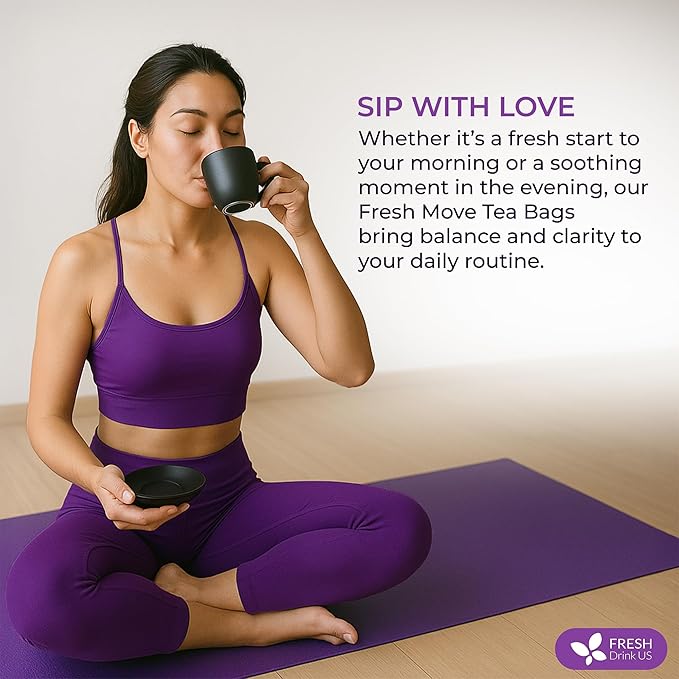 FreshDrinkUS, Fresh Move Tea – 40 Tea Bags - Herbal Tea Blend with Senna Leaves, Cinnamon, Orange Peel, Ginger & More – Caffeine-Free, Natural Ingredients – Smooth Flavor for Everyday Enjoyment