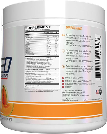 EHP Labs OxyShred Pre Workout Powder & Shredding Supplement - Preworkout Powder with L Glutamine & Acetyl L Carnitine, Energy Boost Drink - Wild Melon, 60 Servings