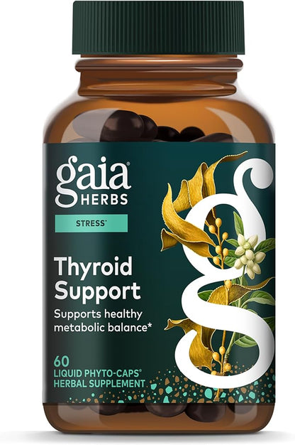 Gaia Herbs Thyroid Support - Made with Ashwagandha, Kelp, Brown Seaweed, and Schisandra to Support Healthy Metabolic Balance and Overall Well-Being - 60 Vegan Liquid Phyto-Capsules (20-Day Supply)
