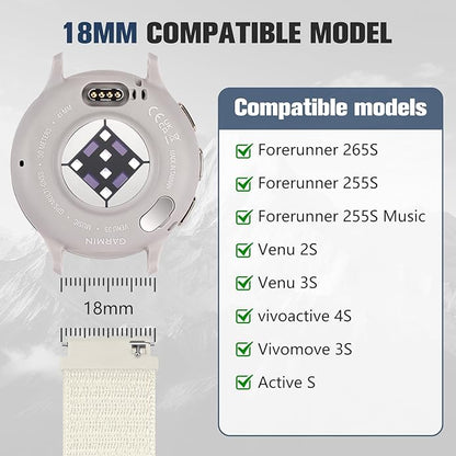 18mm 20mm 22mm Hook and Loop Watch Band Compatible with Garmin Vivoactive 5/ Vivoactive 6/ Vivoactive 3, Soft Nylon Breathable Sport Strap for Venu 2S/ Venu3S/ Forerunner 265s,Venu 3/ Venu 2 Men Women