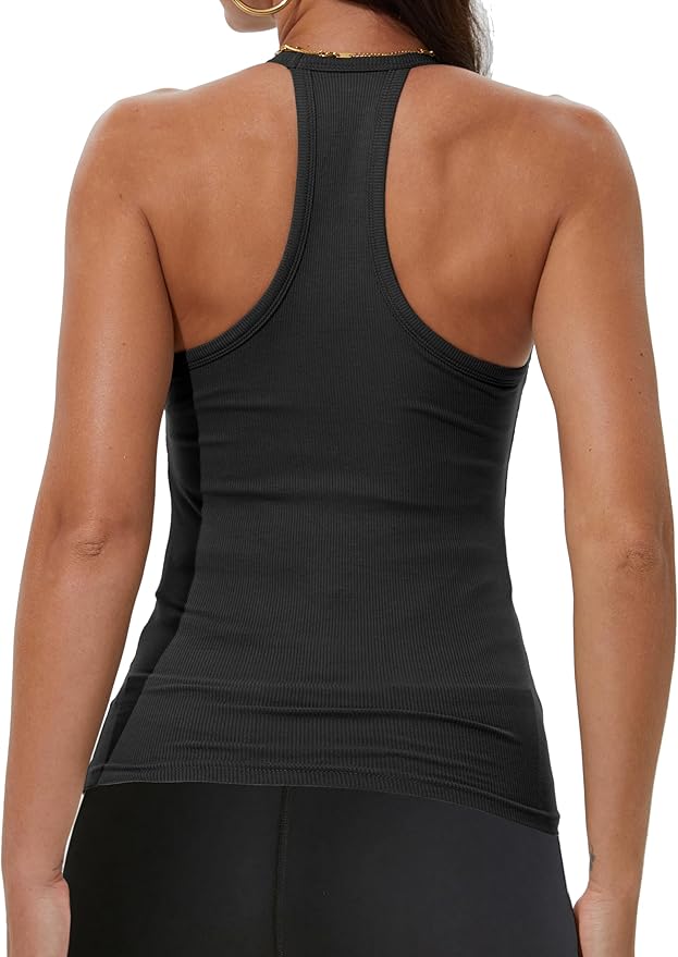iGENJUN Workout Tops for Women Racerback Basic Tank Summer 2025 Camisole V Neck Slim Fit Ribbed Sleeveless