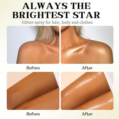 Glitter Spray for Hair and Body, Glitter Body Spray, Quick-Drying Waterproofing Body Shimmer Suitable for Festival Rave (Light Green, 2.6 fl oz)