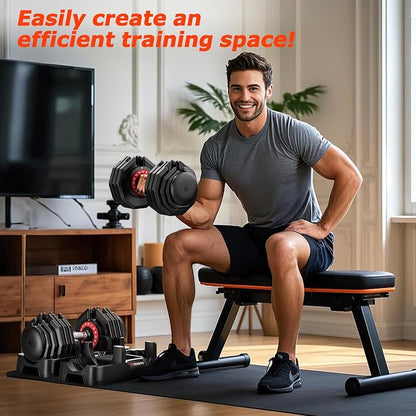 Adjustable Dumbbells Set of 2, 1 Hand Adjustable Weights Dumbbells Set, 5 in 1/10 in 1 Free Dumbbell with Anti-Slip Texture Handle, 25/55/80lb Pair Weight Set For Home Gym Suit both Men and Women