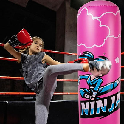 Larger Inflatable Punching Bag for Kids with Boxing Gloves,Tall 66 Inch Ninja Kids Inflatable Boxing Bag,Gifts for Boys & Girls Age 5-12 for Taekwondo,MMA and Practicing Karate