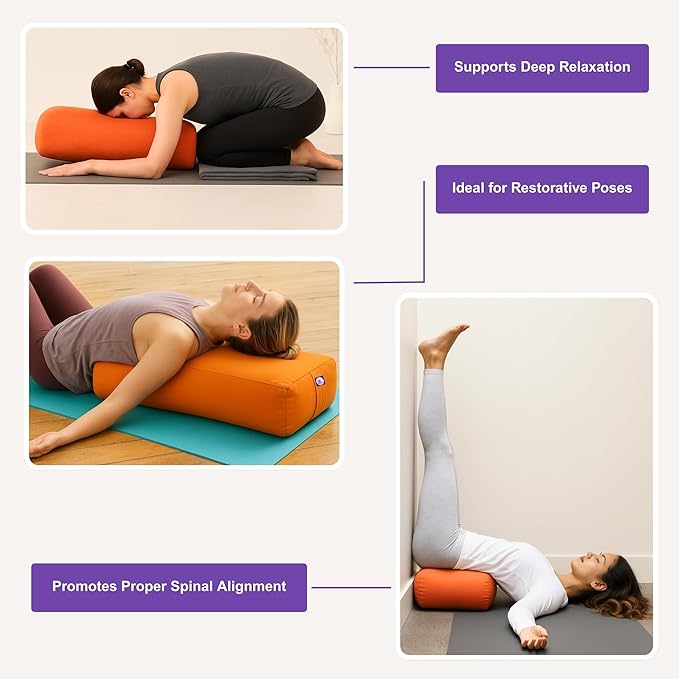 Rectangular Cotton Yoga Bolster, Yoga Pillow, Yoga Cushion, Yin yoga Bolster, Iyengar yoga bolster