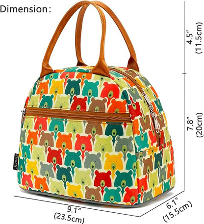 FlowFly Insulated Lunch Cooler Bag - Tote Bag Organizer for Women/Men, Bear