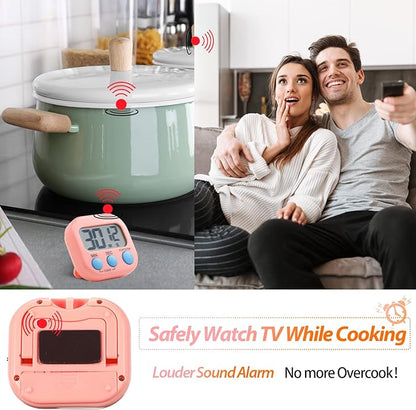 24 Pieces Digital Kitchen Timer Magnetic Timers for Classroom Bulk On/Off Switch Minute Second Count up Countdown Big LCD Display Loud Alarm for Exercise Cook Baking Teacher Kids(Pink, Orange)