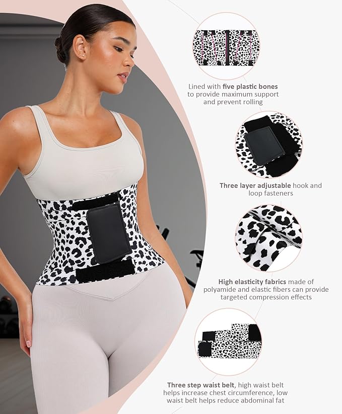 FeelinGirl Waist Trainer Belt Waist Cincher Trimmer Ab Belt Tummy Control Body Shaper with Triple Wrap Women and Men