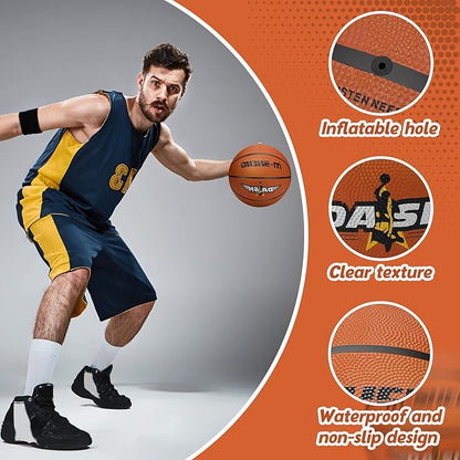 Jerify 12 Pieces Basketballs Bulk Official Size 7 Rubber Basketballs 29.5 Rubber Inflatable Basketballs with Pump Indoor Outdoor Basketballs Bulk Standard Basketball for Training and Play