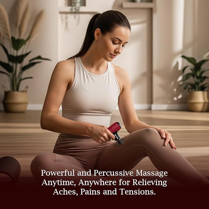 BOB AND BRAD Q2 Mini Massage Gun for Women - Portable Muscle Pain Relief, Powerful Deep Tissue Percussion Massager, Ultra Quiet Handheld Massager, Designed for Travel - Red