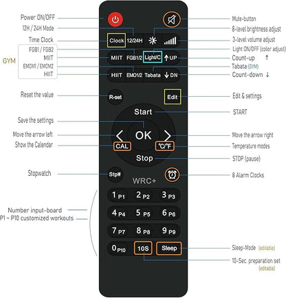 26'' Extra Large Home Gym Timer Clock, Programable Workout Interval Timer, Digital Wall Clock, with 7-Color Night Light, 8 Alarm Clocks, Calendar/Temperature, Countdown & Stopwatch (Green)