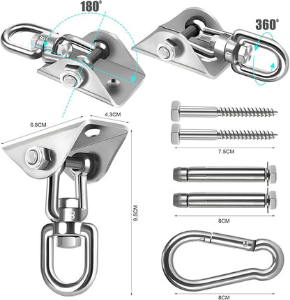 2 Pack Hammock Hanging Kit, Hanging Chair Hardware 360°Rotating Hammock Hooks Heavy Duty, Hammock Chair Hanging Kit & Swing Ceiling Hook Snap for Hammock Chair,Heavy Bag,Seat,Yoga,Gym,1200 lb Capacity