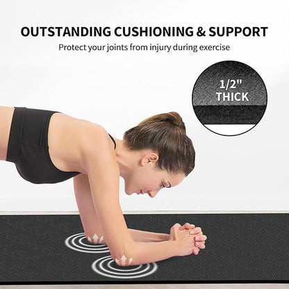 Hatha Yoga Extra Long TPE Yoga Mat 79" x 40” x 1/2" Thick Non-slip Exercise Mat for Home Gym Use, Yoga, Pilates, Fitness & Workouts