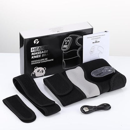 Electric Heated Knee Massager, 3-in-1 Cordless Knee Brace with Heat and Massage for Knee Elbow Shoulder Wrap with 3 Vibration & Heating Modes