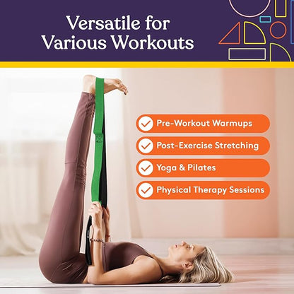 SPECIAL SUPPLIES Yoga Strap for Stretching, Stability Training, Fitness, Flexibility, Physical Therapy, Home Workout Equipment, Strength Training, and Pilates (Green)