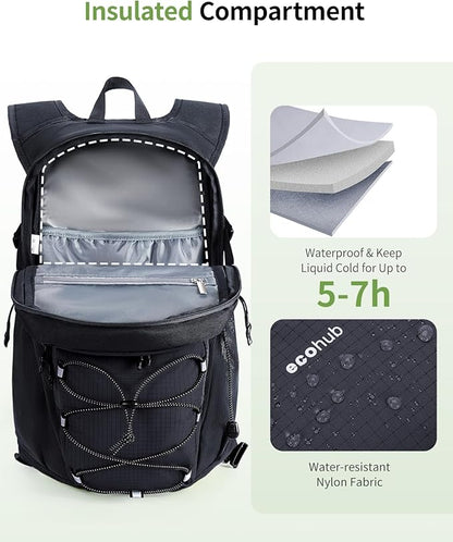 ECOHUB Hydration Backpack for Men Women, 20L Lightweight Hiking Daypack Cycling Backpack with 2L Water Bladder, Insulated Hydration Pack with Waist Pack