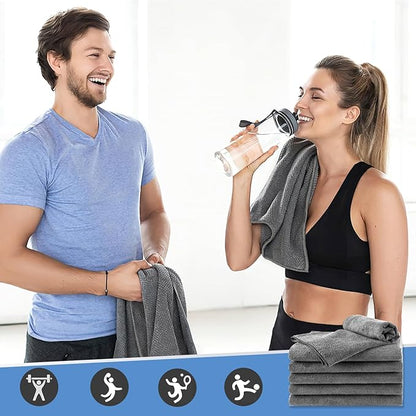 48 Pack Gym Towels Set - Highly Absorbent and Quick Drying Microfiber Salon Towels, Premium Hand Cloths for Bathroom, Gym, Shower, Hotel, and Spa - 16x27 inch (Grey)