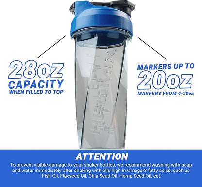 HELIMIX 2.0 Vortex Blender Shaker Bottle Holds upto 28oz | No Blending Ball or Whisk | USA Made | Portable Pre Workout Whey Protein Drink Shaker Cup | Mixes Cocktails Smoothies Shakes | Top Rack Safe