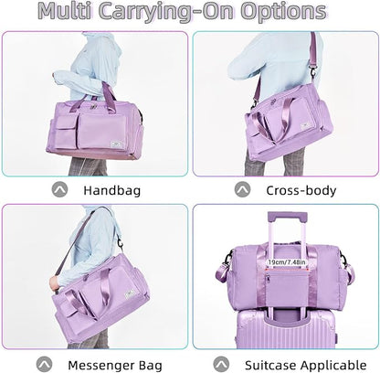 FIORETTO Women's Gym Duffle Bag with Shoes Compartment, 37L Capacity, Ideal for Travel, Gym, Sports, Duffel, Weekender