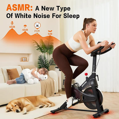 Exercise Bike, Indoor Stationary Bike for Home with Silent Belt Drive, Adjustable Resistance, App Compatible Cycling Bike with LCD Monitor, 330lbs Capacity Workout Bike