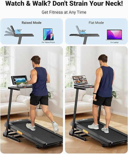 THERUN Treadmill with Incline, 3.0 HP Foldable Treadmills for Home, Brushless Motor Auto Incline Treadmill, 12 Level Adjustable, 300 LBS Capacity, Quiet Running