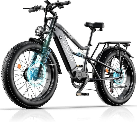 Electric Bike for Adult, 52V 20Ah Peak 3000W Dual Motor 26" Fat Tire Ebike, Max 38Mph & 35-90 Miles Full Suspension, Mountain E Bicycle for Men