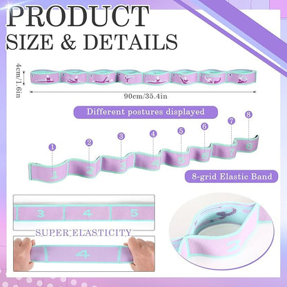 Stretch Strap for Kids Elastic Gymnastics Stretching Ballet Dance Band with 8 Loops Adjustable Exercise Training Resistance Strap for Children Stuff Pilates Latin Yoga Equipment