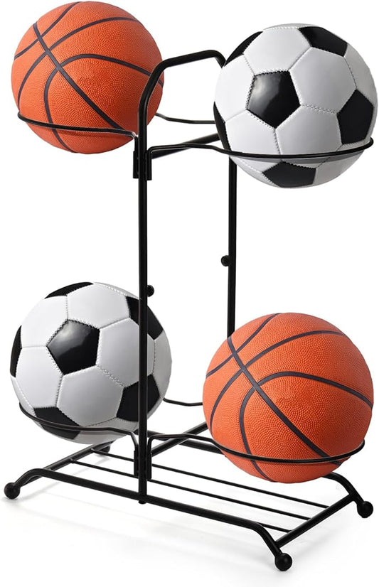 Lawei Metal Basketball Ball Storage Rack 4-Ball Double