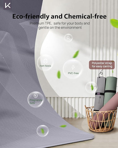 KEEP Yoga Mat, 32" Extra Wide Exercise Mat with Strap for Men and Women, 7mm Thick Double-Sided Non-Slip Eco-friendly Yoga Mat for Pilates, Workout and Fitness