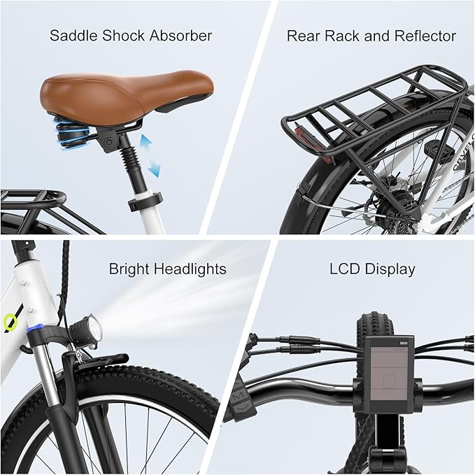 1000 Peak Electric Bike for Adults,up 80 Miles Removable Battery Ebike, 26" Electric E Bike with 7-Speed,Adult Electric Bicycles for Commute Beach Snow Womens All Terrain