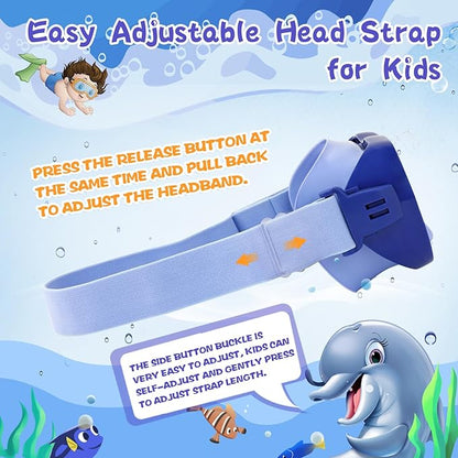Kids Swim Goggles with Nose Cover, Anti-Leak Swim Mask with Elastic Fabric Strap, UV Protection Swimming Goggles for Kids