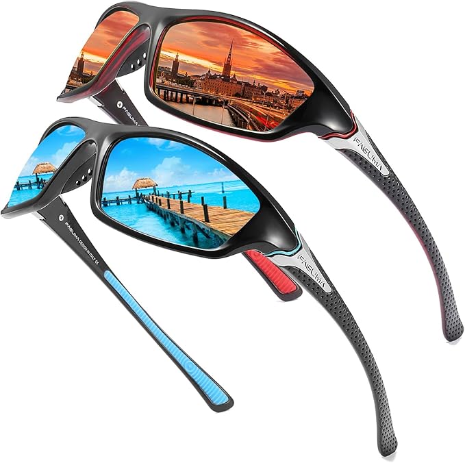 FAGUMA Sports Polarized Sunglasses For Men Cycling Driving Fishing UV400 Protection