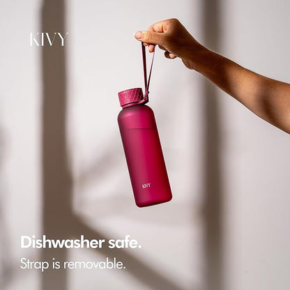 KIVY Slim Water Bottle 22oz [Lightweight & Shatterproof] - Small Drinking Waterbottle - Red Bottle Without Straw for School, Sport & Travel - Drinking Bottle Dishwasher Safe, BPA Free