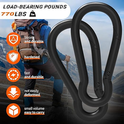 25PCS 4" Hevy Duty Carabiner Clips,M10 Spring Snap Hooks Large Carabiners Galvanized Steel Qiuck Link Clip 770LBS Holding Capacity Keychain Buckle for Outdoor Hiking Camping hammocks Dog leashes