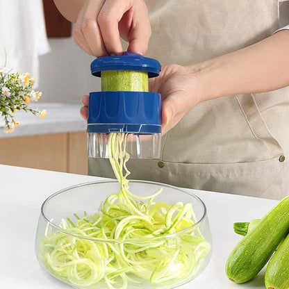 3 in 1 Vegetable Spiralizer Slicer, Adjustable Zucchini Carrot Noodle Maker, Cucumber Spiral Cutter, Easy to Use Kitchen Tool（Blue）