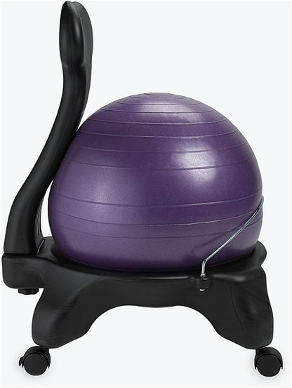 Gaiam Classic Balance Ball Chair – Ergonomic Stability Chair for Desk & Office | Yoga Ball Seat with Base, Air Pump, & Exercise Guide | Improves Posture & Core Strength (300 lb Capacity)