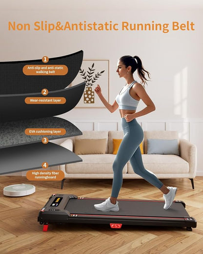 Walking Pad Treadmill, Anylife Incline Walking Pads Under Desk 330lb Capacity, 2.5HP Portable Treadmills for Home, Compact Treadmill Small Running Pad with LED Display, Remote Control