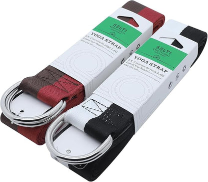 Yoga Exercise Adjustable Straps 8FT with Durable D-Ring for Pilates & Gym Workouts | Hold Poses, Stretch, Improve Flexibility & Maintain Balance