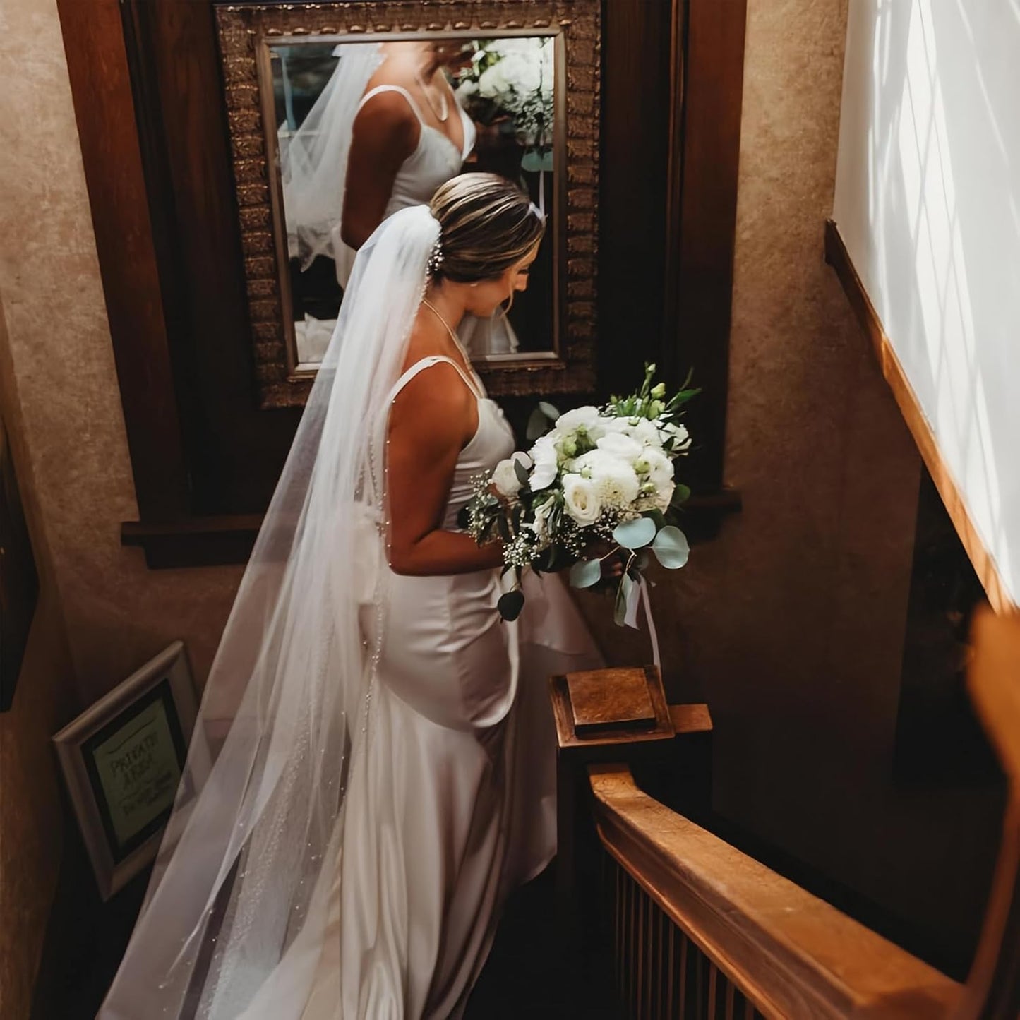 1 Tier Pearl Wedding Bridal Veil With Metal Comb Headband Decorations, Bride To Be Gift, Wedding