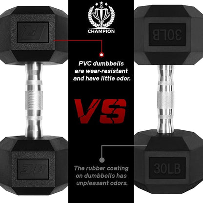 RitFit 5-650 LBS PVC Encased Hex Dumbbell Sets with Optional Rack for Home Gym, Hand weight with Chrome Handle for Strength Training, Workouts