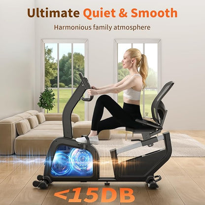 JEEKEE Recumbent Exercise Bike for Seniors,Stationary Bikes for Home, 300LB Capacity & 16 Levels Magnetic Resistance, Heart Rate Handle