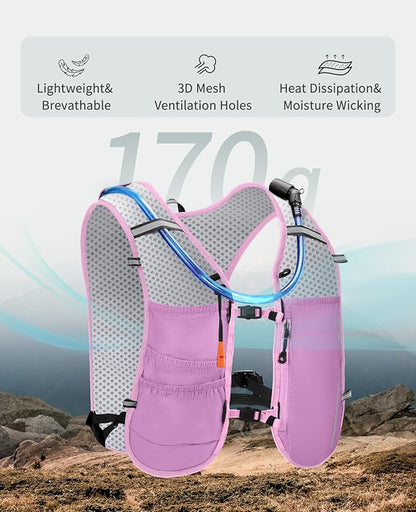 ECOHUB Running Hydration Vest Backpack,Lightweight Breathable Pack with 2L Water Bladder Bag Daypack for Hiking Trail Running Cycling Race Marathon for Women Men