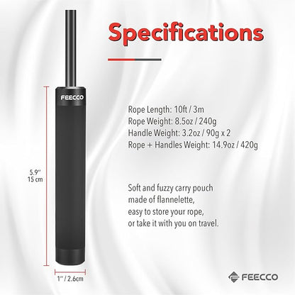 FEECCO Weighted Jump Rope - Heavy PVC Ropes with Metal Handles and Ball Bearings