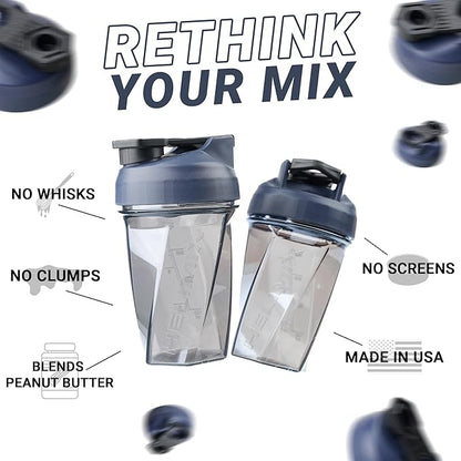 HELIMIX 1.5 Vortex Blender Shaker Bottle Holds Upto 20oz | No Blending Ball or Whisk | USA Made | Portable Pre Workout Whey Protein Drink Shaker Cup | Mixes Cocktails Smoothies Shakes | Top Rack Safe