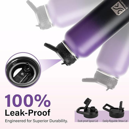 Insulated Water Bottle | Thickened Stainless Steel Vacuum Metal | Portable Sports Water Jug for Gym and Hiking with Straw, Carrier Bag, Handle Strap | BPA-Free 32 oz