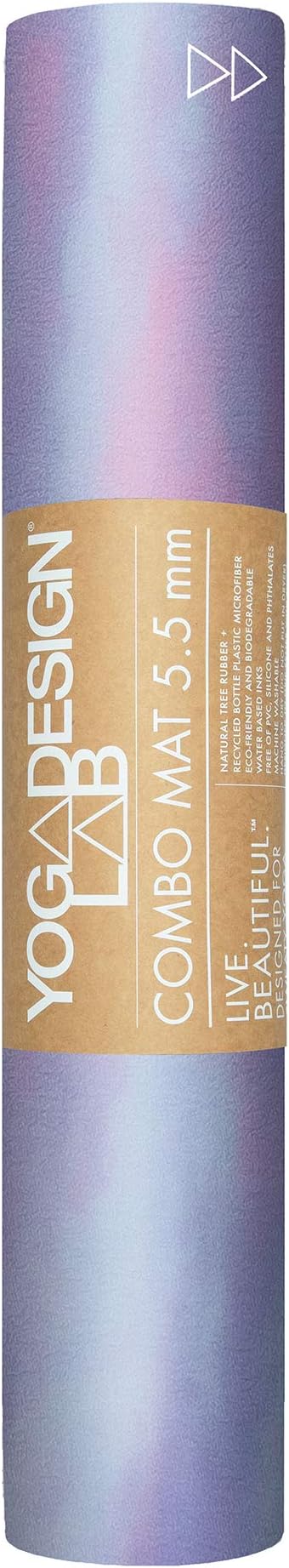 YOGA DESIGN LAB | The Combo Yoga Mat | 2-in-1 Mat+Towel | Eco Luxury | Ideal for Hot Yoga, Power, Bikram, Ashtanga, Sweat | Studio Quality | Includes Carrying Strap!