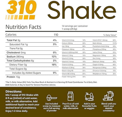 310 Nutrition Organic All-In-One Meal Replacement Shake Powder - Plant-Based Protein Smoothie Blend w/Fiber, Probiotics & Adaptogens - Low Carb, Vegan, Keto & Paleo - Caramel - 14 Servings