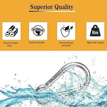 200Pcs Carabiner Clip Spring Snap Hook, M4 1.55 Inch Heavy Duty Galvanized Steel Spring Snap Hook, Quick Link Keychain Clip for Keys Swing Set Camping Fishing Hiking Traveling