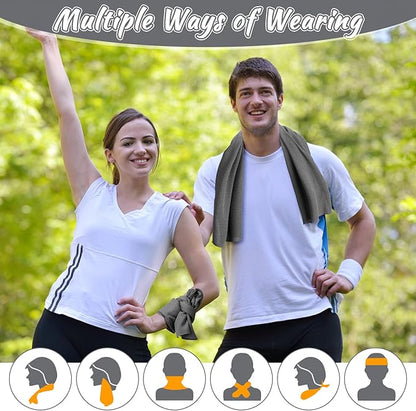 20 Pcs Cooling Towel 40" x 12" Ice Towel for Neck and Face Microfiber Chilly with Bag Breathable Yoga Gym Stay Cool Towels Sweat Rag for Workout Running Camping Pilates Beach Accessories (Dark Gray)